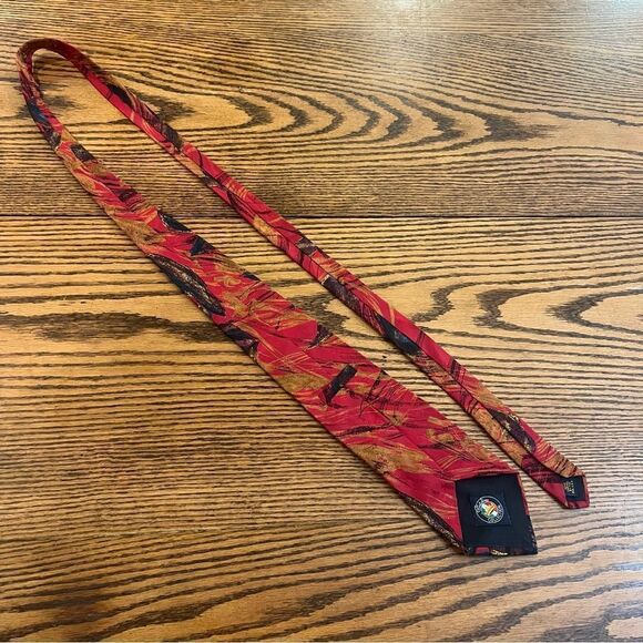 Portofino Collection Silk Tie Abstract Floral Dark Red, Purple, Gold, Blue - Picture 6 of 9